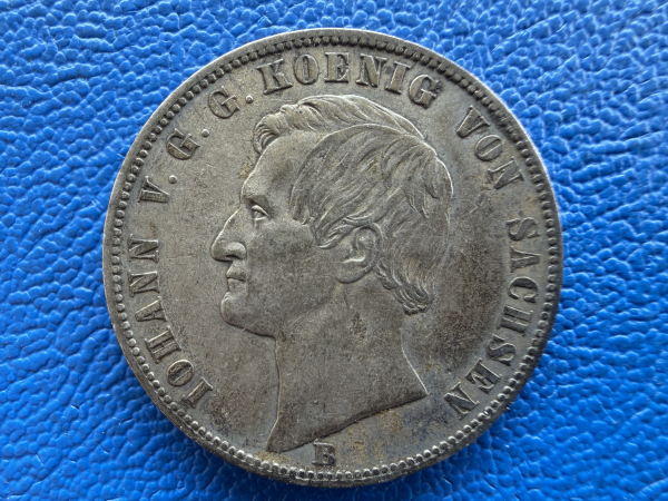 Sachsen Taler 1871 B Johann Siegestaler (4) tolle Patina