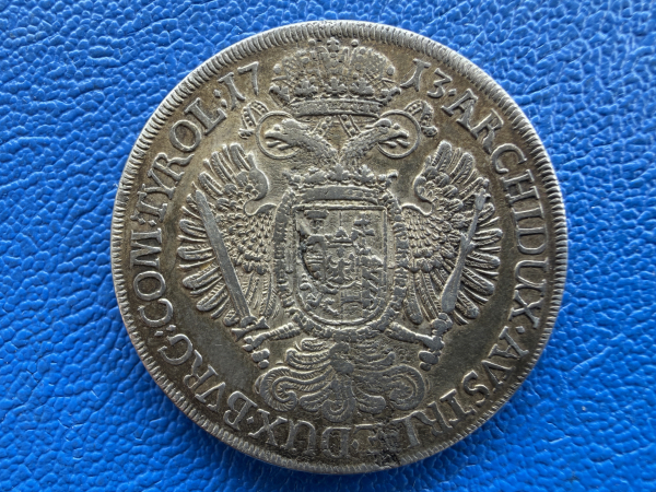 Habsburg Taler 1713 Karl VI. 1711-1740 Schraubtaler, Stecktaler, Box Taler sehr selten!