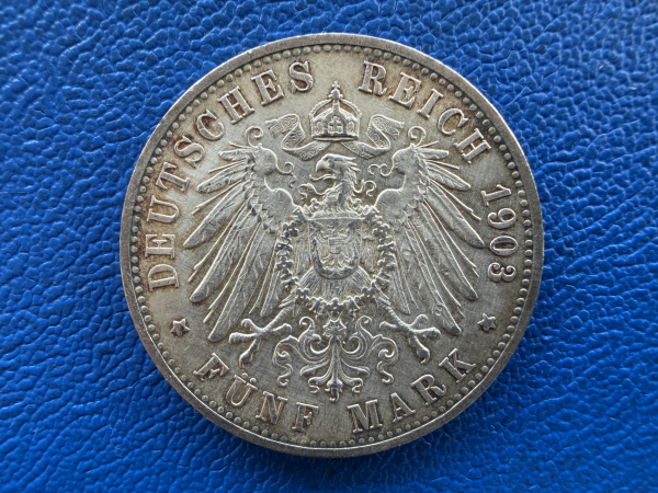 Kaiserreich 5 x 5 Mark Satz 1876-1908 Bayern / Baden / Württemberg im original Etui wunderbareres Exponat