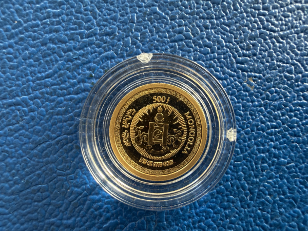 Kleinste Goldmünze d. Welt Mongolei 500 Togrog 1999 Hase Gold in PP