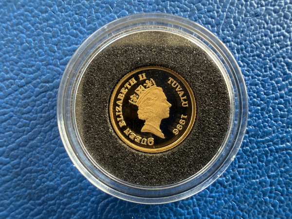 Kleinste Goldmünze d. Welt Tuvalu 3$ 1996 Pferd Gold in PP