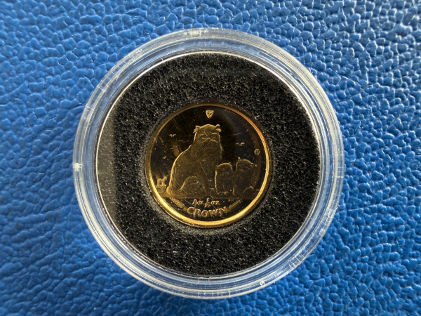 Kleinste Goldmünze d. Welt Isle of Man 1/25 Oz 2005 Himmalaya Katzen Gold in PP