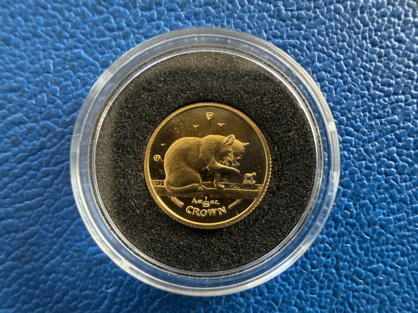 Kleinste Goldmünze d. Welt Isle of Man 1/25 Oz 1999 British Blue Cat Gold in PP