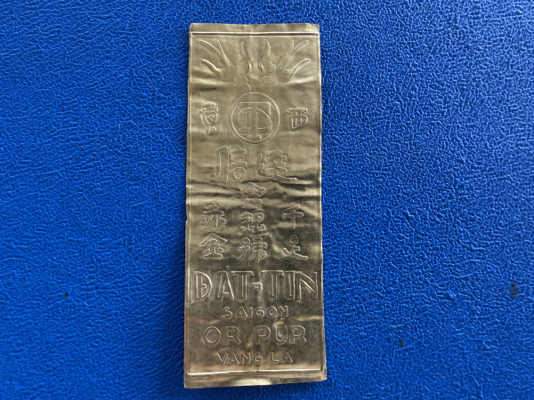 Vietnam DAT-TIN Saigono o.J Goldbarren / Goldplatte / Goldblech 9,64g Feingold 999 (2), selten