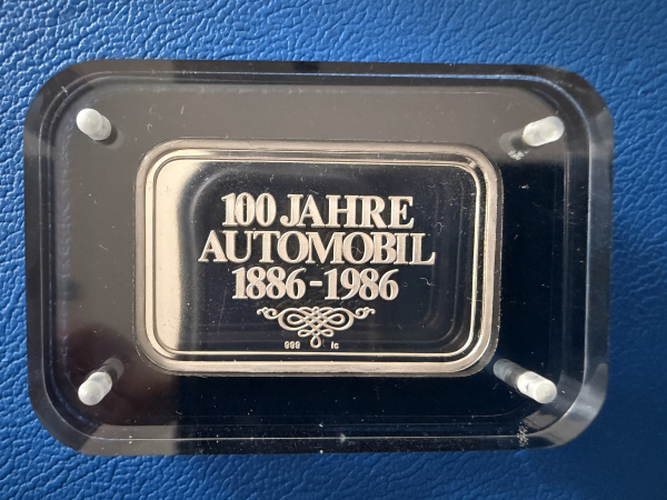 15g Feinsilber Barren Audi AG 100 Jahre Automobil 1886-1986