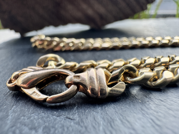 Massive Panzerkette aus 585er Gelbgold, Cuban Link Kette, ca.53,50g, Länge: 51cm mit Verschluss (42)