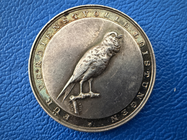 Oertel Berlin Verdienstmedaille 1930 Dt. Kanarienzucht Ehrenpreis Silber