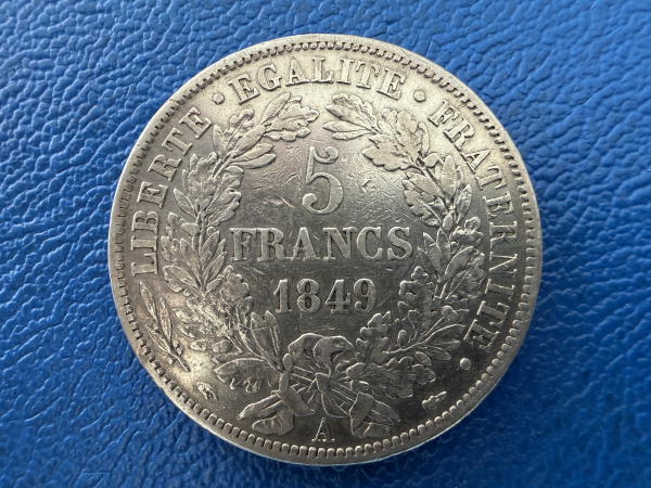 Frankreich 5 Francs 1849 A Ceres Tolle Erhaltung in Silber