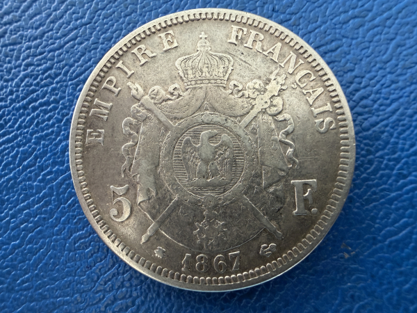 Frankreich 5 Francs 1867 A Napoleon III in Silber