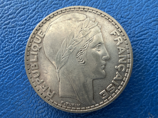 Frankreich 20 Francs 1933 3. Republik in Silber Tolle Erhaltung