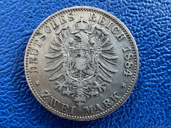 Preußen 2 Mark 1884 A Wilhelm I Silber Top Erhaltung ! Jaeger 96 selten