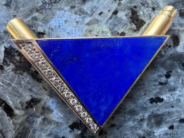 Wandelbares Designer-Omega-Collier mit Lapis Lazuli & Diamanten – 18K Gelbgold 48,3g 750er Gold (20)