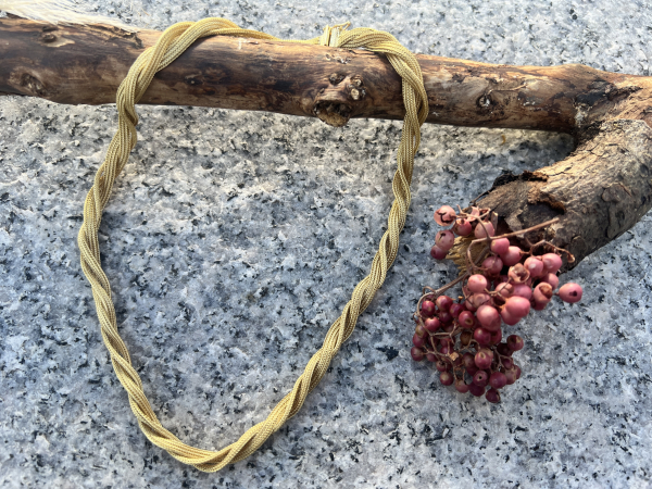 Edles 750er Gelbgold Mesh Collier, geflochtene Goldkette, verdrehte Optik (18K) (9)