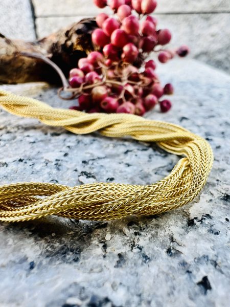 Edles 750er Gelbgold Mesh Collier, geflochtene Goldkette, verdrehte Optik (18K) (9)