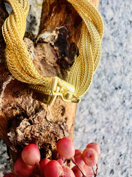 Edles 750er Gelbgold Mesh Collier, geflochtene Goldkette, verdrehte Optik (18K) (9)