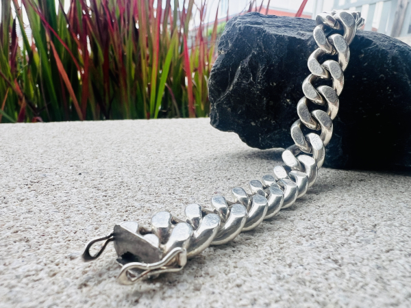 Massives Vintage – Armband 835er Silber-Panzerkette 86,8g Silber (12)