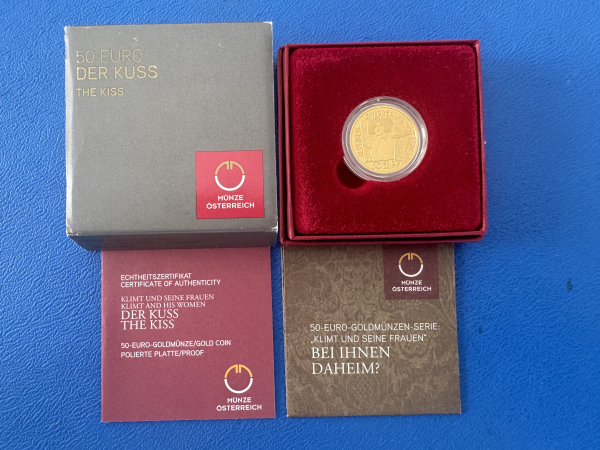 Österreich 50 Euro 2016 Klimt Der Kuss Gold in PP