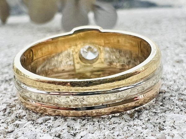 CARTIER Trinity Tricolor Damenring mit Diamant ca. 0,20 ct 750er Gelb-, Weiß- und Rosegold 9,50g Ringgröße 57 (5)