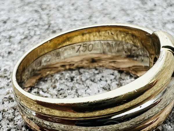 CARTIER Trinity Tricolor Damenring mit Diamant ca. 0,20 ct 750er Gelb-, Weiß- und Rosegold 9,50g Ringgröße 57 (5)