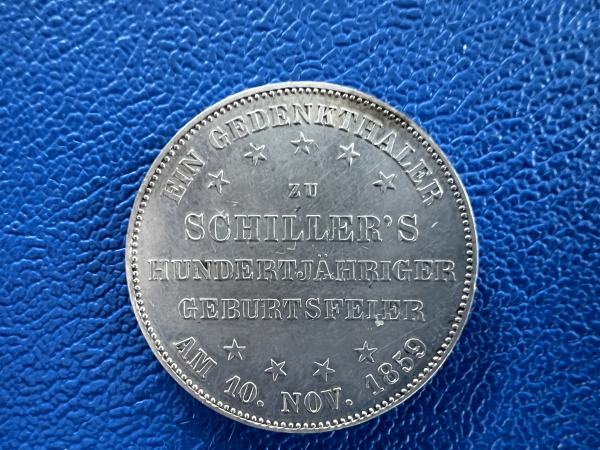 Frankfurt Taler 1859 Freie Schillers Geburtstag Top Erhaltung (1)