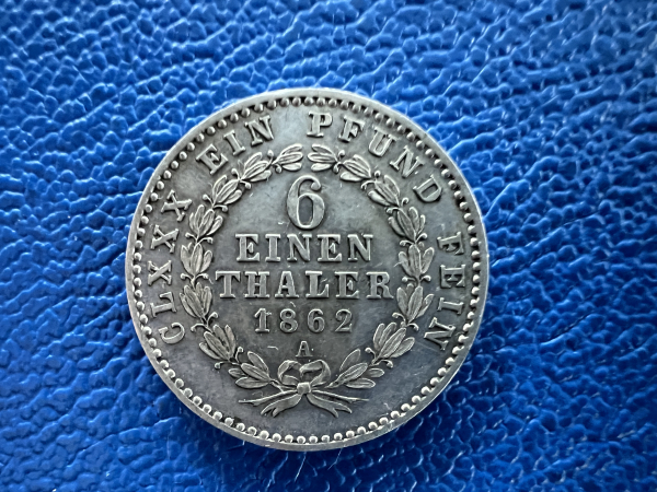 Anhalt Bernburg 1/6 Taler 1862-A Alexander Carl Top Erhaltung! (1)