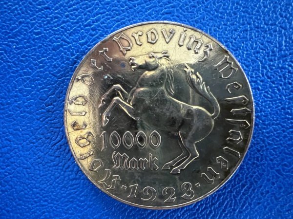 Provinz Westfalen 10.000 Mark 1923 vom Stein Kupfer/Zink vergoldet (1)