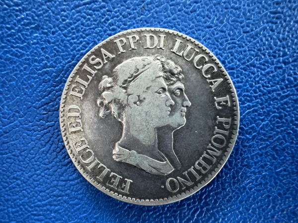 Italien - Lucca 5 Franchi 1807 Firenze, Felix and Elisa Top Stück!