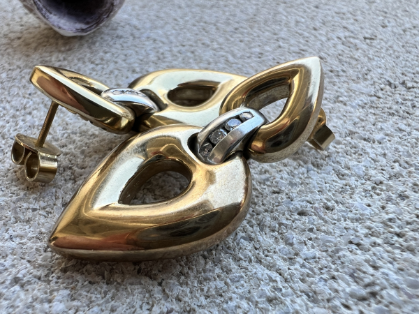 Tropfenförmige Ohrringe aus 585er Gelb- & Weißgold mit Diamanten (0,10ct) 14,90 Gramm (18)