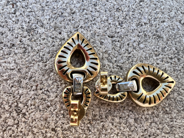 Tropfenförmige Ohrringe aus 585er Gelb- & Weißgold mit Diamanten (0,10ct) 14,90 Gramm (18)