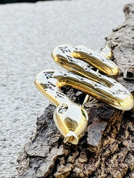 Vintage Diamanten Schlangen-Brosche / Anstecknadel 585er Geldbgold mit drei Diamanten, 5,15g  (19)