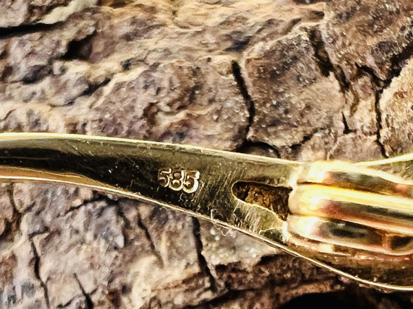 Vintage Diamanten Schlangen-Brosche / Anstecknadel 585er Geldbgold mit drei Diamanten, 5,15g  (19)