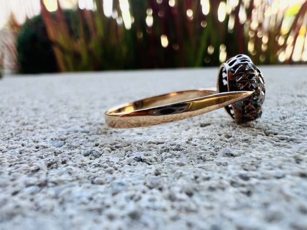 Ring Rosenschliff Diamant Saphir antik 14 KT 585 Gelbgold, Ringgröße 59  (20)