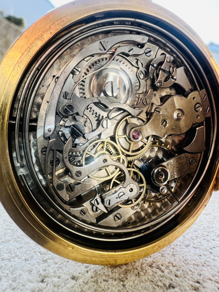 Antike Hamilton & Co. Calcutta Chronographen-Taschenuhr – 14K (585) Gold – Swiss Made (23) Rarität!