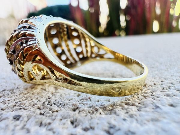 Breiter Diamantring in 585er Gold mit Rosenschliff-Diamanten, Ringgröße 55, ca. 5,5g (27)