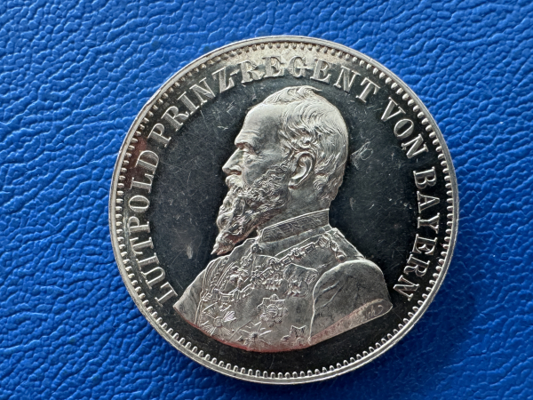 Bayern Silbermedaille 1897 Prinzregent Luitpold 1886-1912 Doppeltalerförmiges seltenes Stück