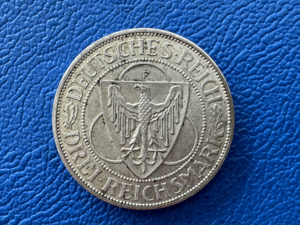 Weimar 3 Reichsmark 1930 F Rheinland-Räumung J-345