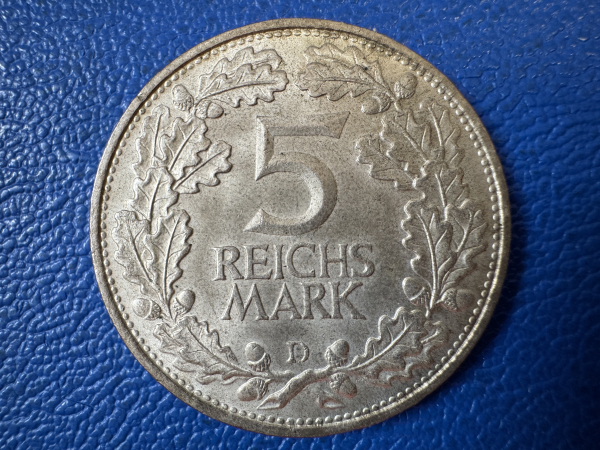 Weimar 5 Reichsmark 1925 D Rheinlande J-322 (1)