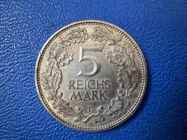 Weimar 5 Reichsmark 1925 F Rheinlande J-322