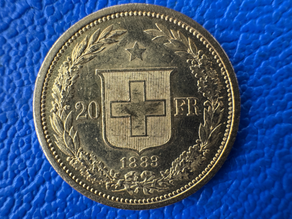 Schweiz 20 Franken 1883 B Helvetia Gold (3)