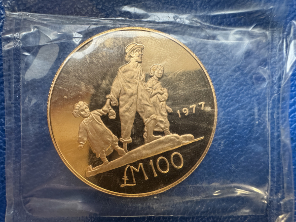 Malta Gold Set 1977 Proof Set 100, 50 und 25 Pounds orig. Folie und Etui insg. 51,35g Feingold