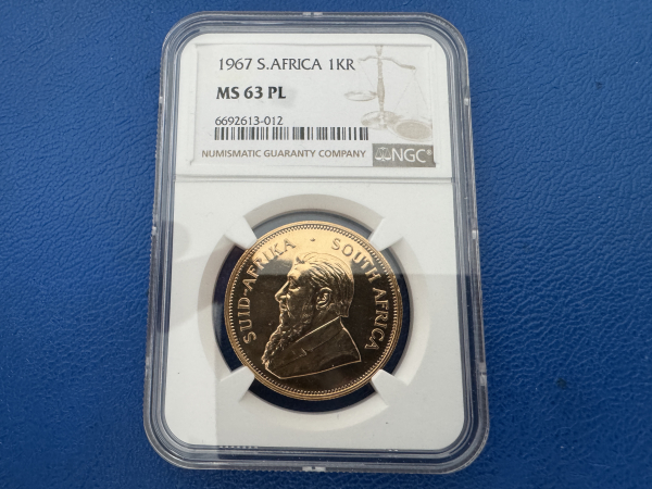 Süd Afrika 1 Oz Krügerrand 1967 Gold in NGC Slap MS 63 Proof Like