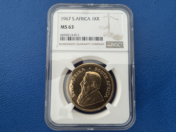 Süd Afrika 1 Oz Krügerrand 1967 Gold in NGC Slap MS 63
