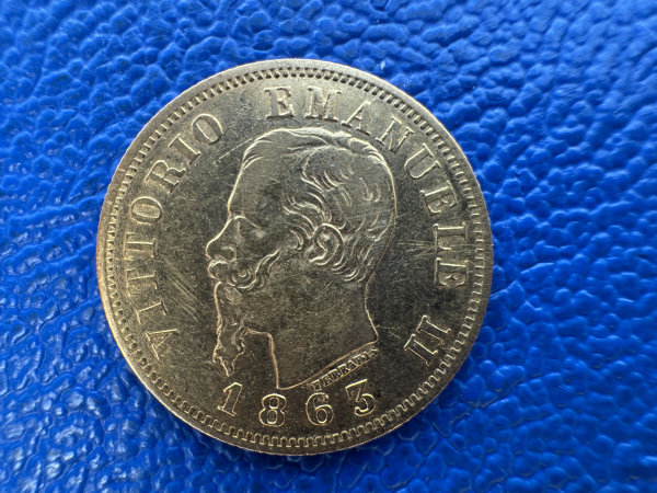 Italien 10 Lire 1863 Vittorio Gold