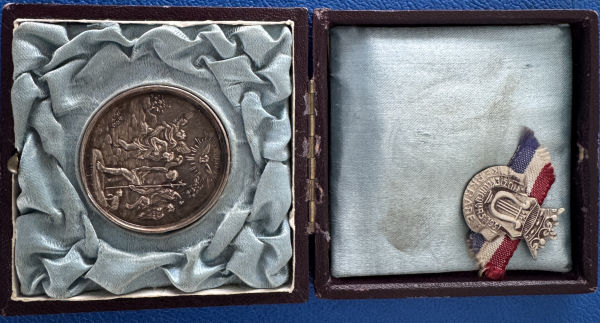 Preussen Schlesien Medaille um 1800 Taufmedaille Sursum Corda in orig. Etui feinste Patina