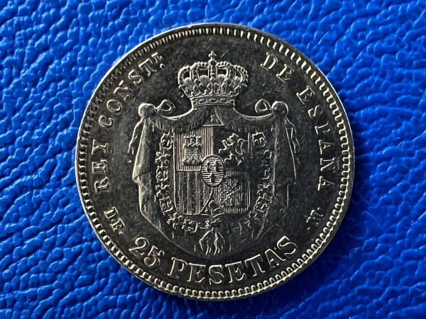 Spanien 25 Peseten 1877 Alfonso XII Gold (2)