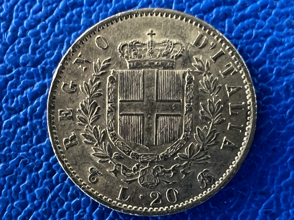 Italien 20 Lire 1863 Vittorio Gold