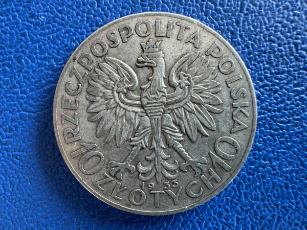 Polen 10 Zloty / Zlotych 1933 Silber