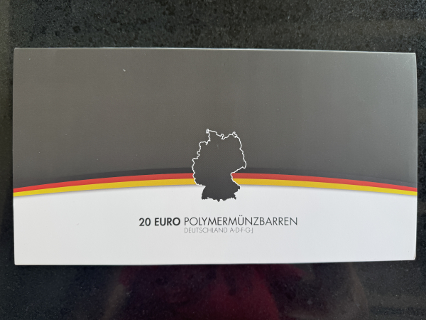 BRD 20 EURO 2016 Polymermünzbarren A D F G J insg. 370,925g Feinsilber in beleuchteter PrestigeBox