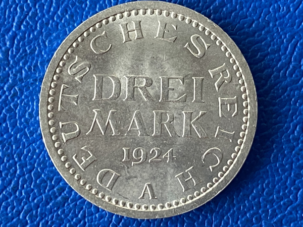 Weimar 3 Mark 1924 A J-312 Prachtstück