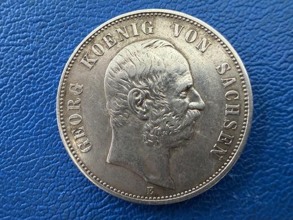 Sachsen 5 Mark 1904 E Georg Silber Jaeger 130